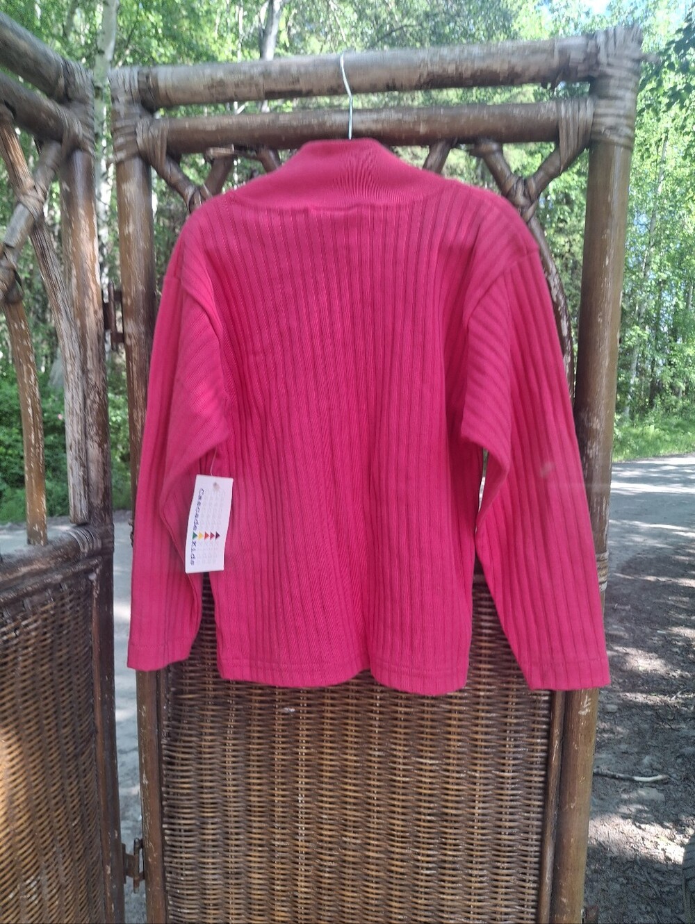 Girl's Ribbed Funnel Neck Sweater - Pink - Picture 4 of 5